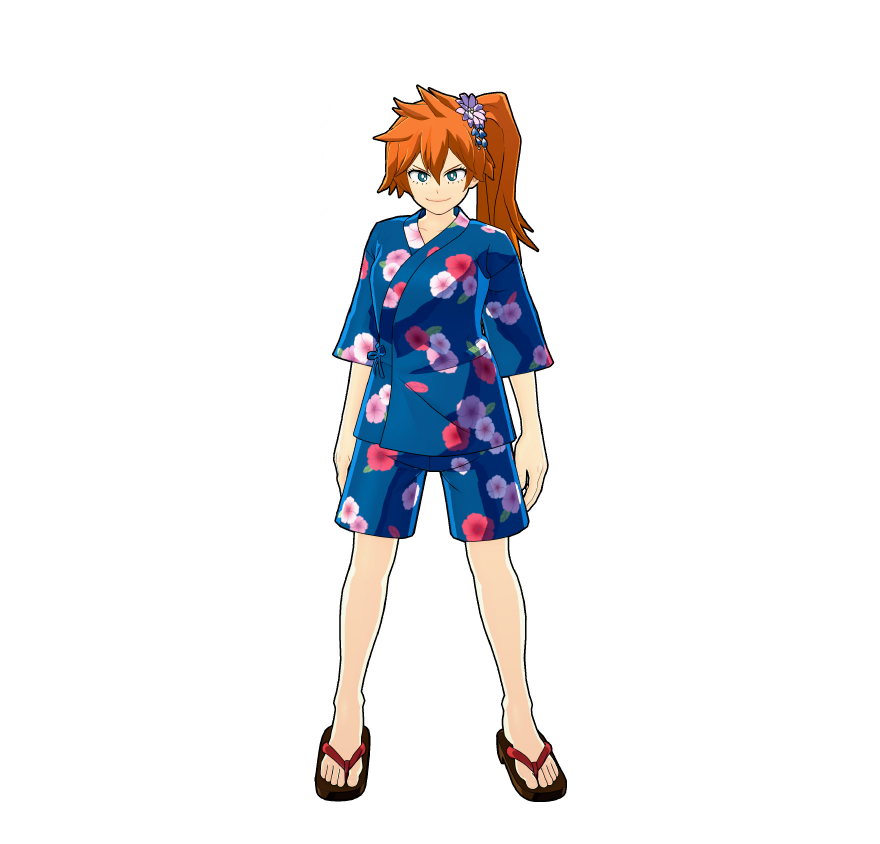 Le yukata de festival d'Itsuka Kendo.
Même si elle prétend ne pas aimer ses motifs, elle le porte très bien.