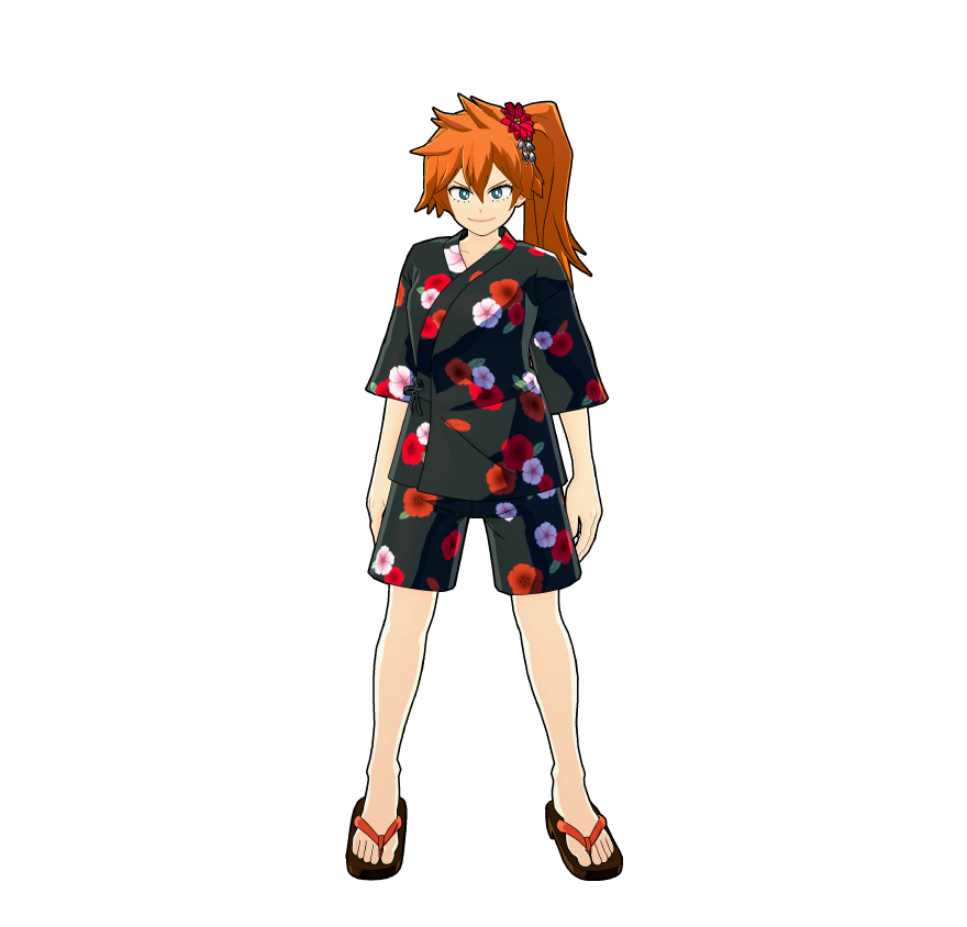 Le yukata de festival d'Itsuka Kendo.
Même si elle prétend ne pas aimer ses motifs, elle le porte très bien.