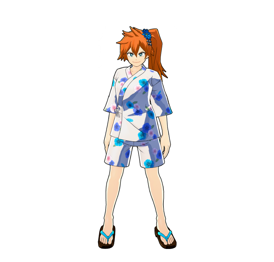 Le yukata de festival d'Itsuka Kendo.
Même si elle prétend ne pas aimer ses motifs, elle le porte très bien.