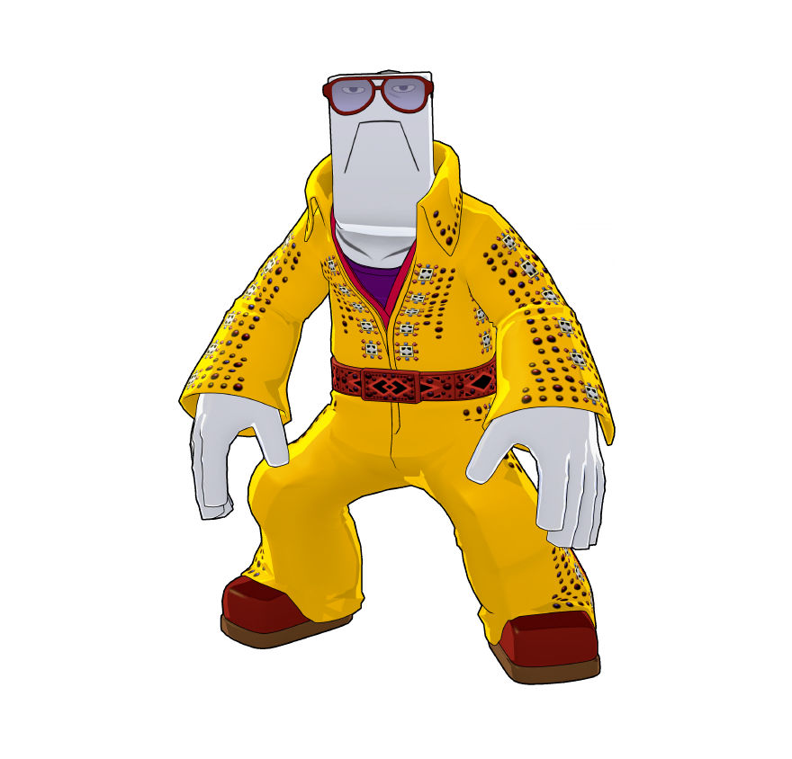 Costume de fête spécial de Cementos.
Il n'aime pas vraiment les tenues guindées, donc il a choisi cet habit.