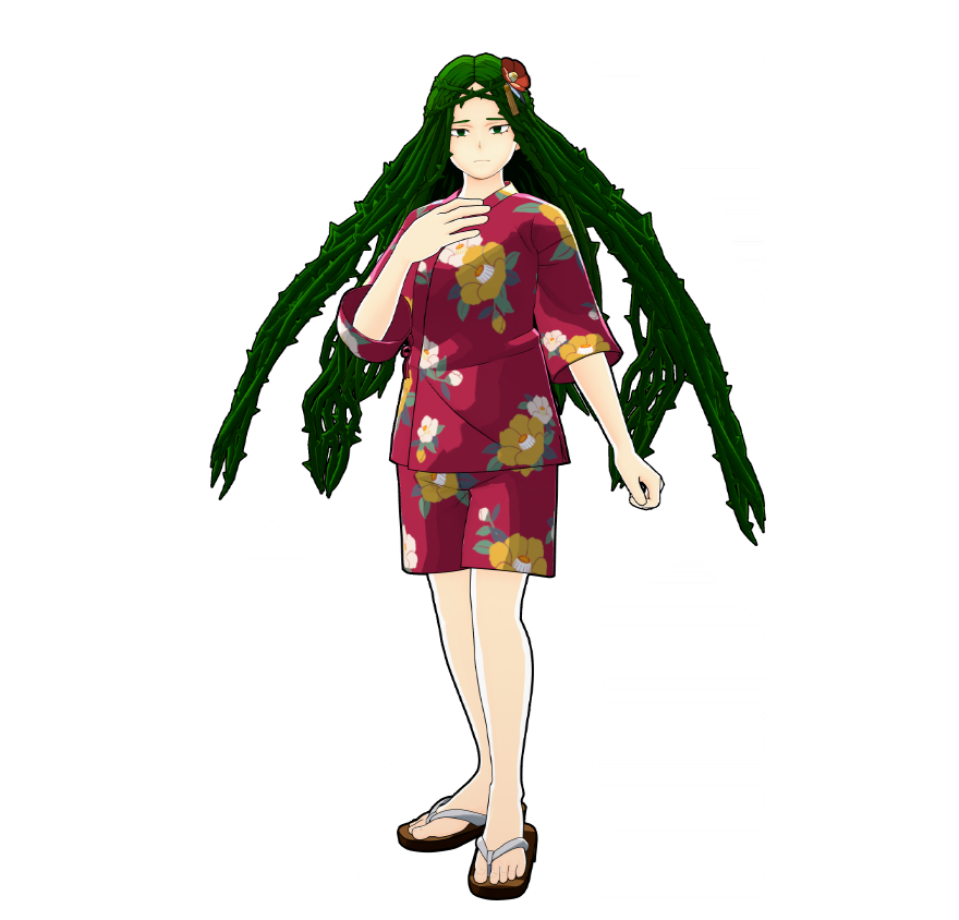 Le yukata de festival d'Ibara Shiozaki.
Ne portant pas ce genre de tenue très souvent, elle est plutôt mal à l'aise.
