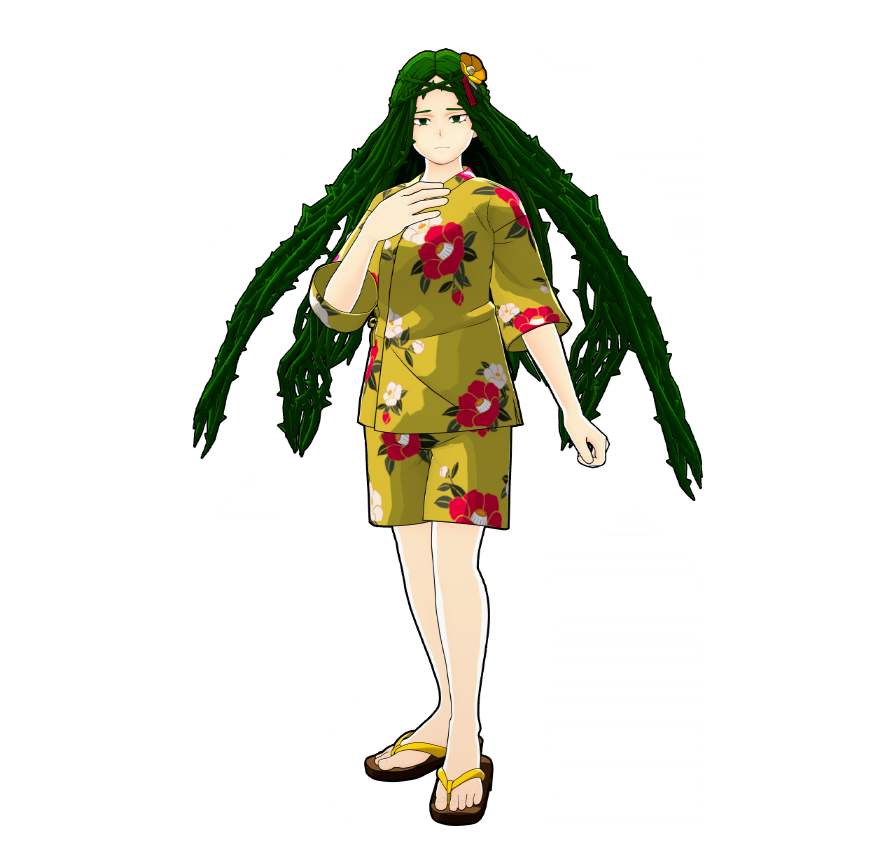 Le yukata de festival d'Ibara Shiozaki.
Ne portant pas ce genre de tenue très souvent, elle est plutôt mal à l'aise.