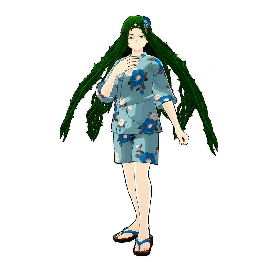 Le yukata de festival d'Ibara Shiozaki.
Ne portant pas ce genre de tenue très souvent, elle est plutôt mal à l'aise.