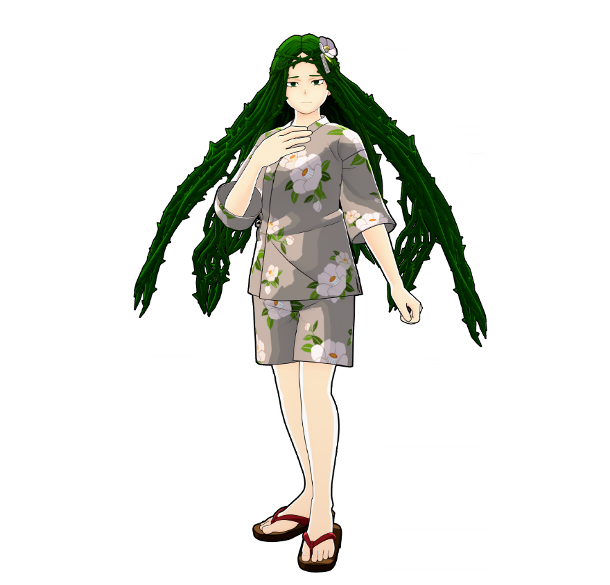 Le yukata de festival d'Ibara Shiozaki.
Ne portant pas ce genre de tenue très souvent, elle est plutôt mal à l'aise.