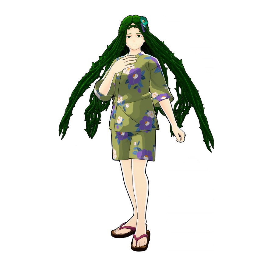 Le yukata de festival d'Ibara Shiozaki.
Ne portant pas ce genre de tenue très souvent, elle est plutôt mal à l'aise.
